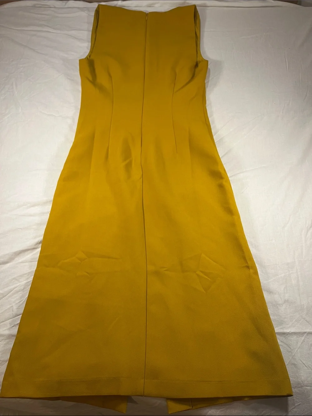 NWT Banana Republic Sleeveless Notch-Neck Midi Sheath Dress Mustard Yellow